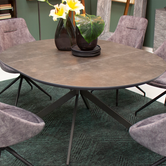 Set Mesa Circular Brixton Con Extensión + 6 Sillas Giratorias Westbourne