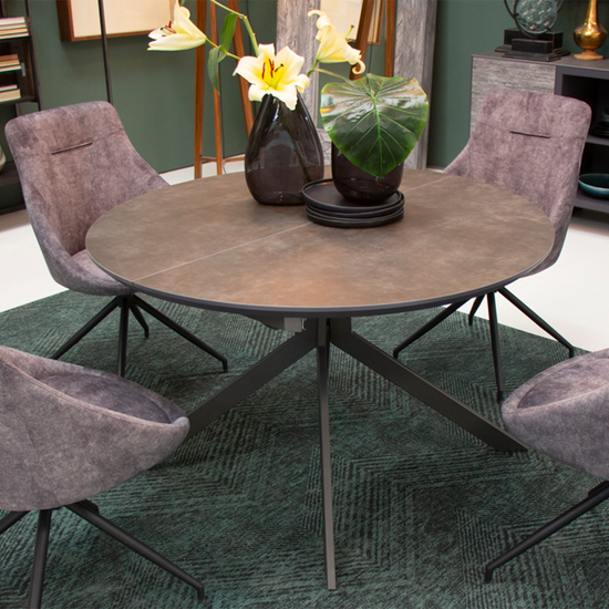 Set Mesa Circular Brixton Con Extensión + 6 Sillas Giratorias Westbourne