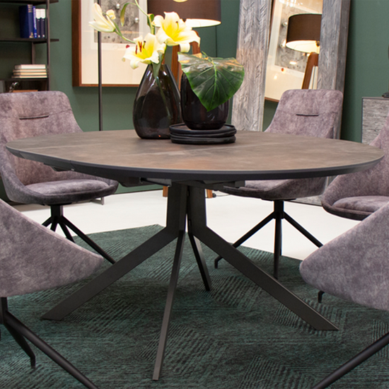 Set Mesa Circular Brixton Con Extensión + 6 Sillas Giratorias Westbourne