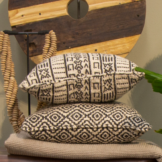 Cojín Natural 40X40 DiseñO 5 Con Cordón A Los Lados