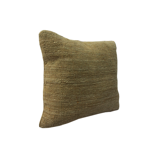 Cojín Mixto 55X55 Natural Café Jute Con Cordón En Los Lados