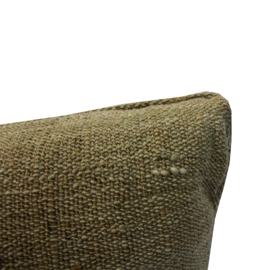 Cojín Mixto 55X55 Natural Café Jute Con Cordón En Los Lados