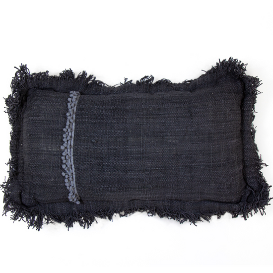 Cojín Negro Carbón 65X36 Con Cordón En Los Lados