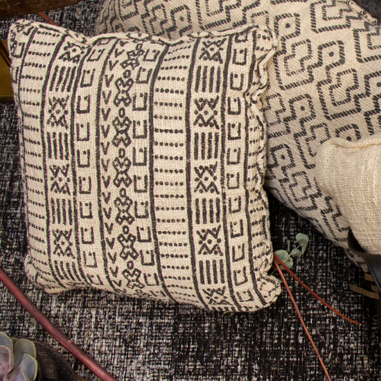 Cojín Natural 40X40 DiseñO 2 Con Cordón En Los Lados