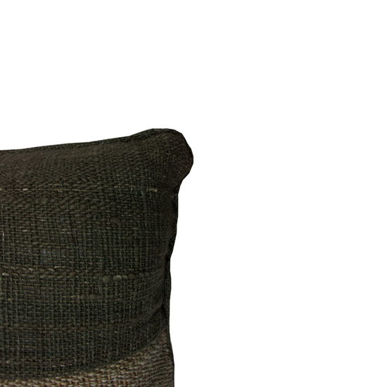 Cojín Mixto 66X36 Verde Olivo Jute Con Cordón En Los Lados