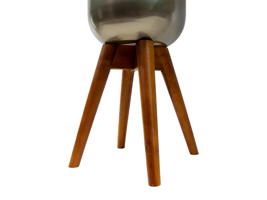 Set De 2 Maceteros Metal Y Patas En Madera