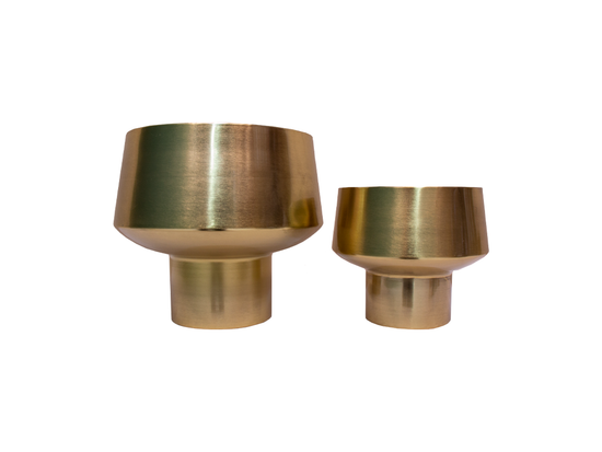 Set De Maceteros De Lamina En Acero Oro