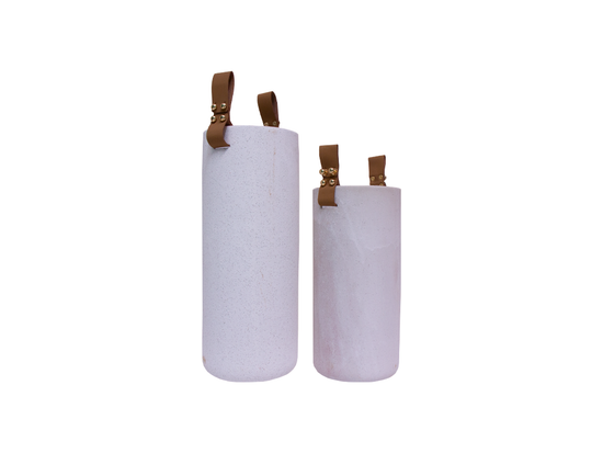 Set De 2 Envases Con Asas De Cuero