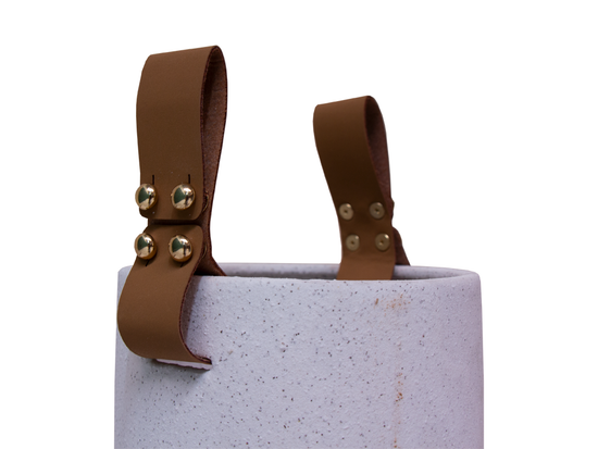 Set De 2 Envases Con Asas De Cuero