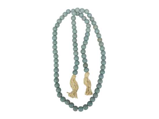 Rosario Decorativo Madera Aurora, Estilo Bohemio Acabado Azul