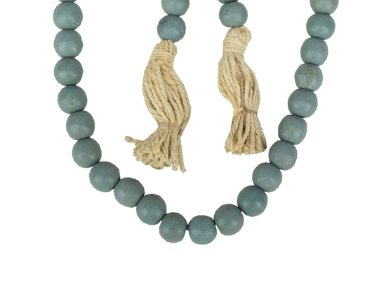 Rosario Decorativo Madera Aurora, Estilo Bohemio Acabado Azul