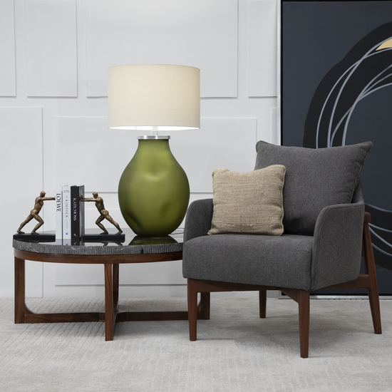 Lámpara Nepal Amorfa Verde Eucalipto Traslucido