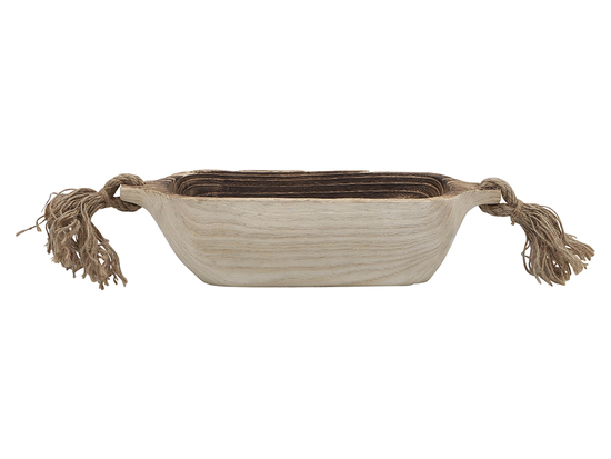 Charola Madera Con Borlas Marron