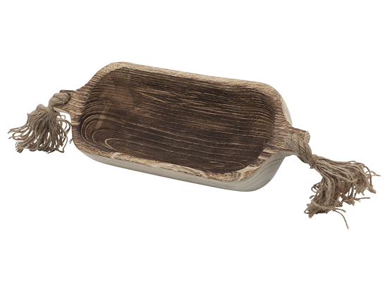 Charola Madera Con Borlas Marron