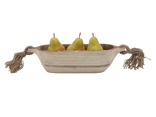 Charola Madera Con Borlas Marron