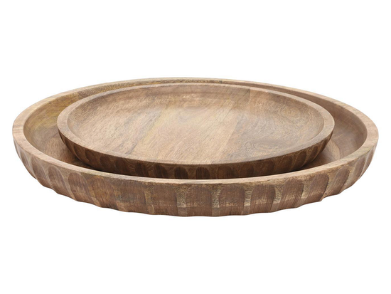 Set 2 Charolas Redondas Japandi Madera