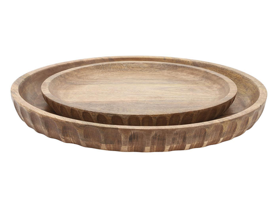 Set 2 Charolas Redondas Japandi Madera