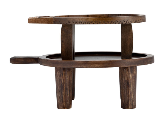 Set 2 Pedestales De Madera Con Asa Japandi