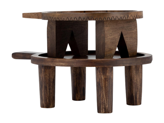 Set 2 Pedestales De Madera Con Asa Japandi