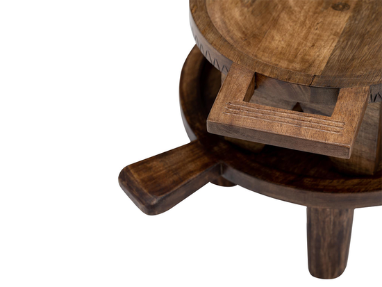 Set 2 Pedestales De Madera Con Asa Japandi