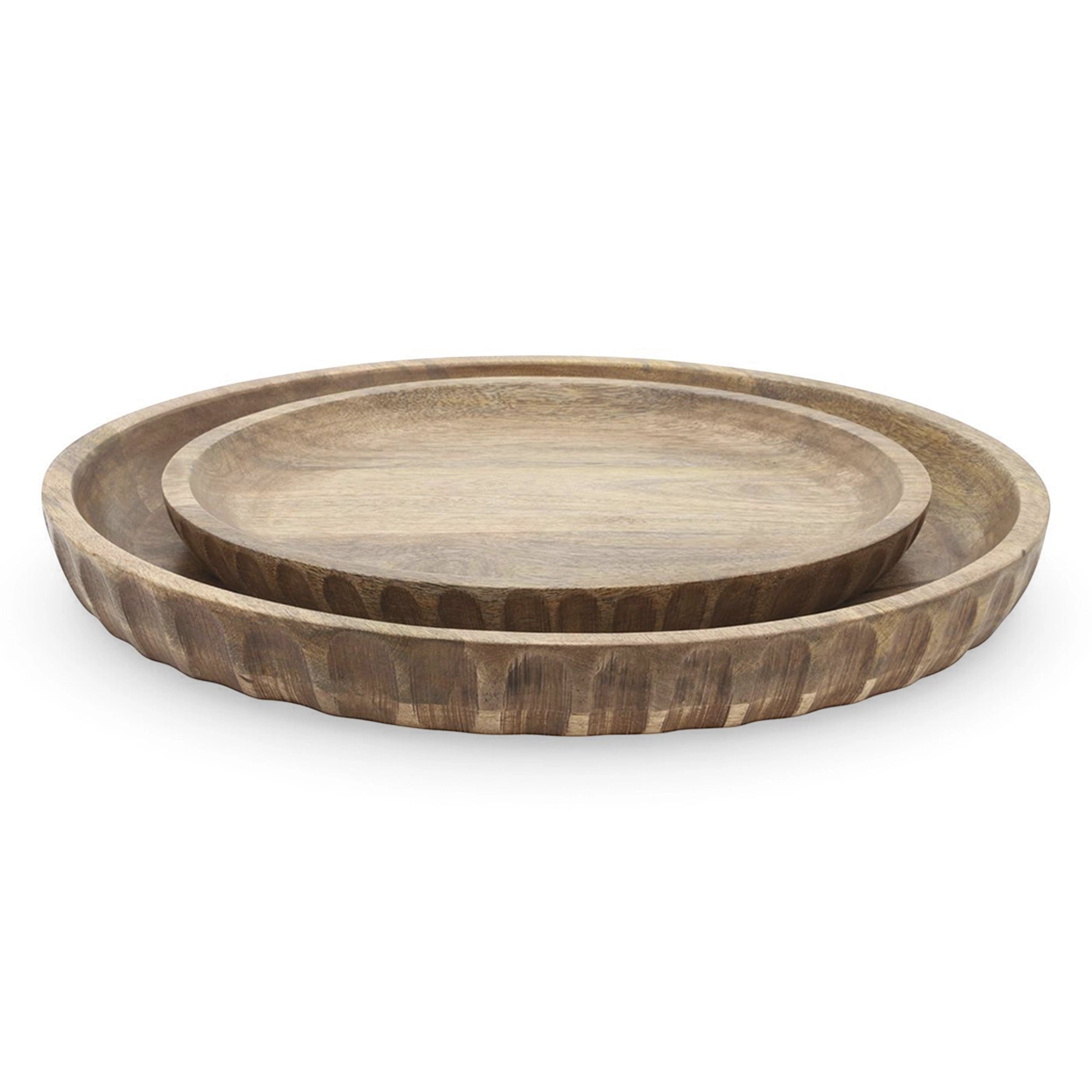Set 2 Charolas Redondas Japandi Madera