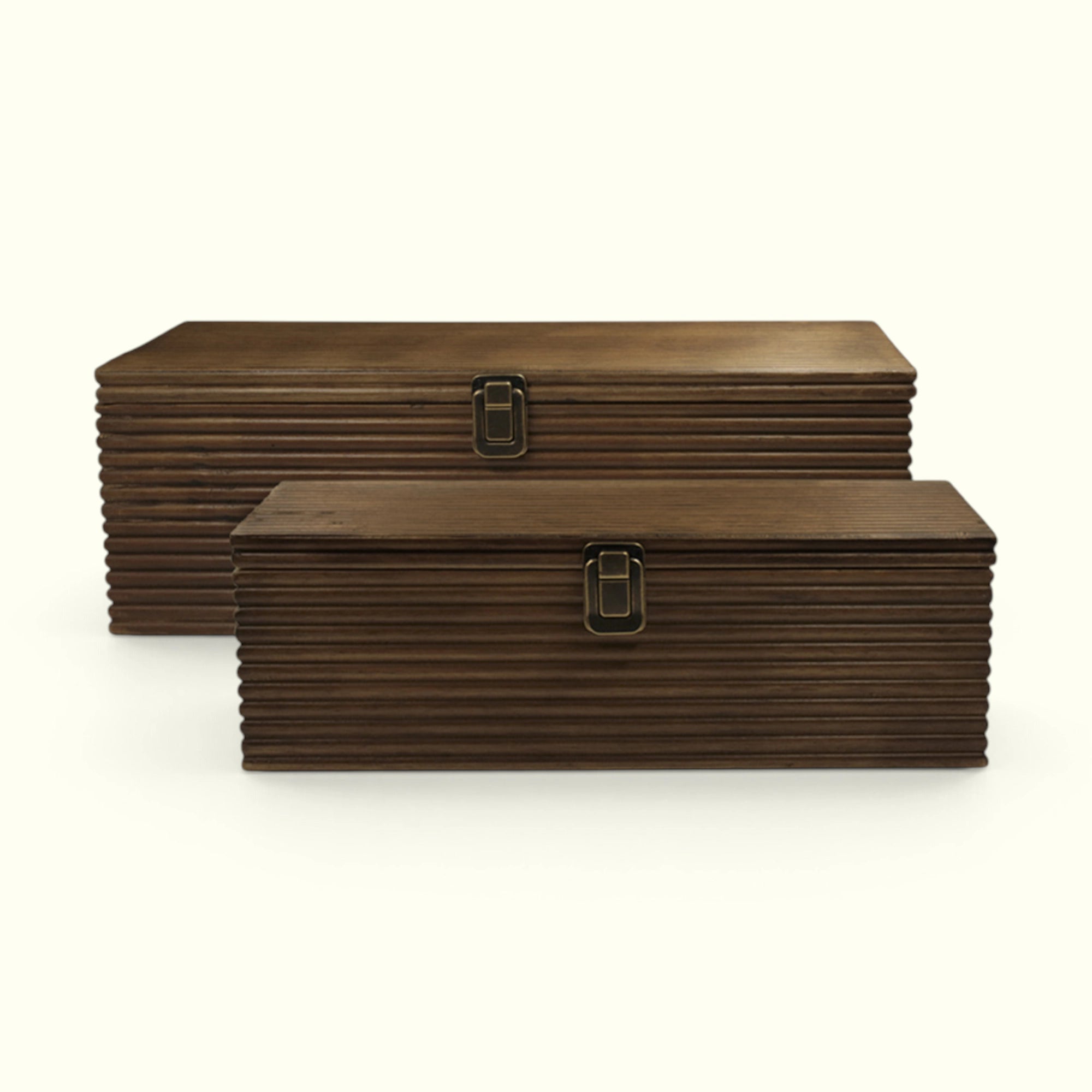 Set De 2 Cajas Rectangulares Decorativas De Madera