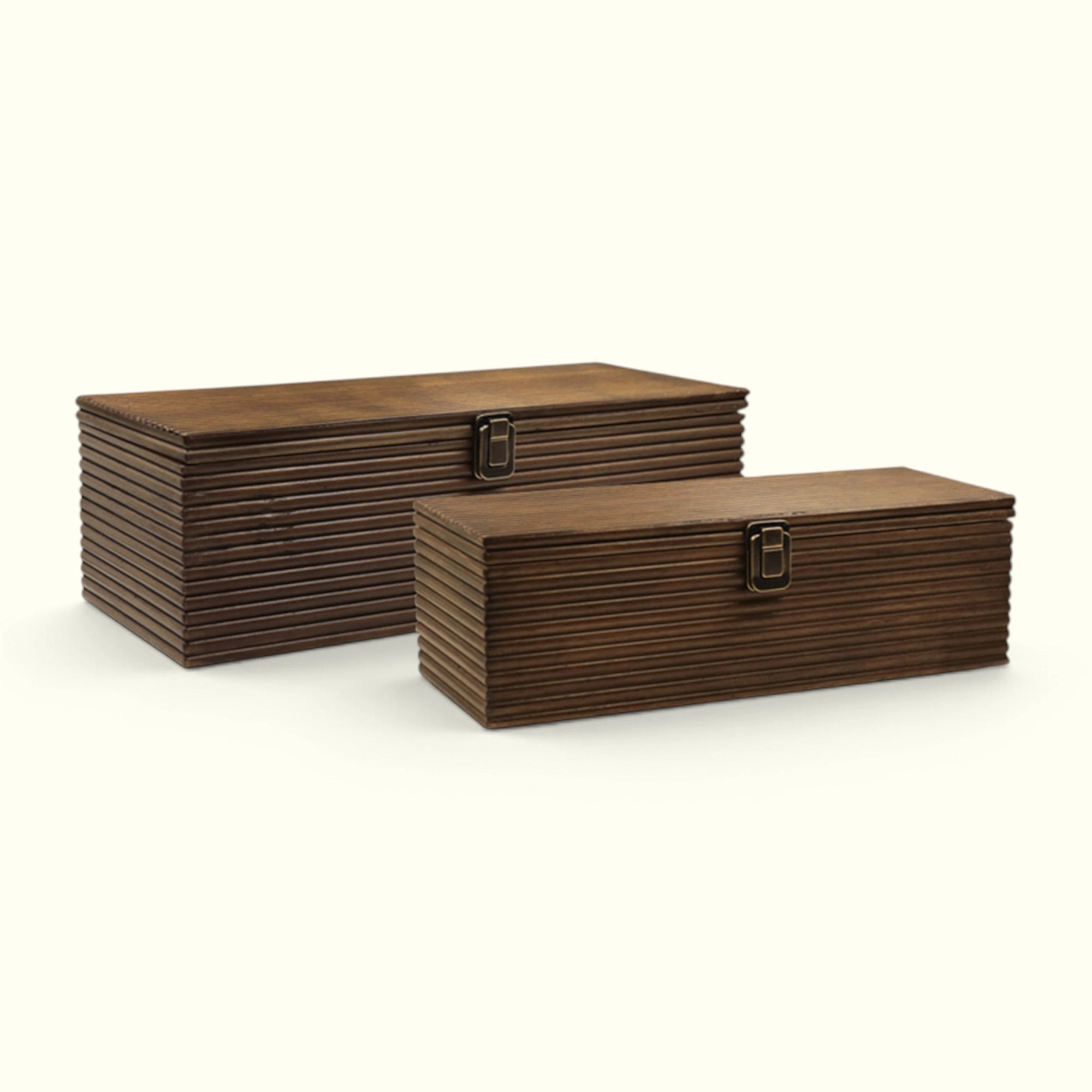 Set De 2 Cajas Rectangulares Decorativas De Madera