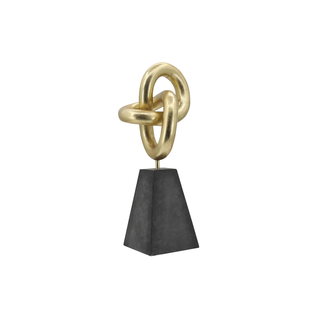 Escultura Decorativa de Nudo Dorado en Base de Resina