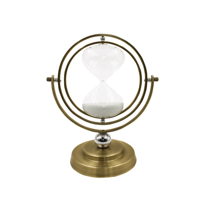 Reloj Giratorio Decorativo de Metal y Vidrio con Arena Blanca