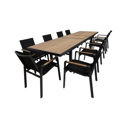 Set Comedor Extendible Más 10 Sillas Santorini Black