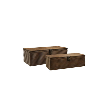 Set De 2 Cajas Rectangulares Decorativas De Madera