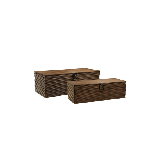 Set De 2 Cajas Rectangulares Decorativas De Madera