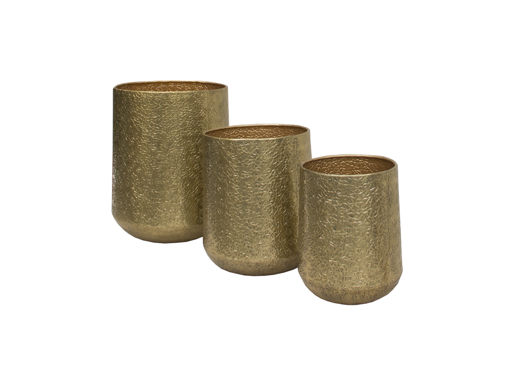 Set de 3 Macetas Aluminio/Oro - Muebles Pergo