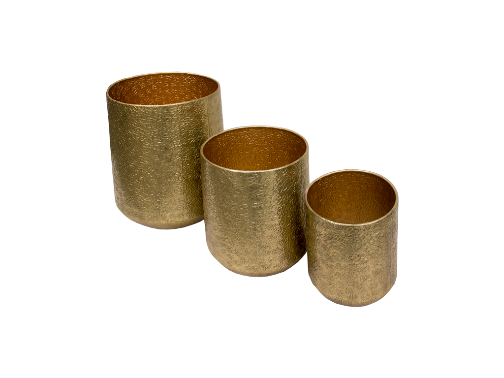Set de 3 Macetas Aluminio/Oro - Muebles Pergo